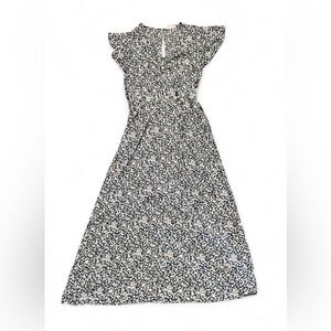 Sienna Sky Floral Black and White Waist Slimming Autumn Wedding Guest Dress